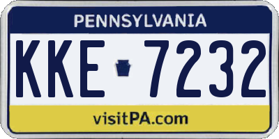 PA license plate KKE7232