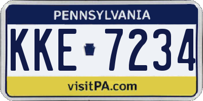 PA license plate KKE7234