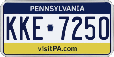 PA license plate KKE7250