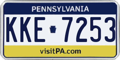 PA license plate KKE7253