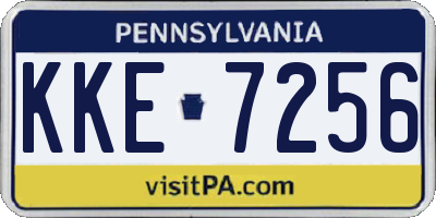 PA license plate KKE7256