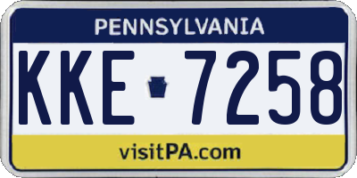 PA license plate KKE7258