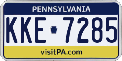 PA license plate KKE7285