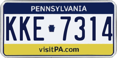 PA license plate KKE7314