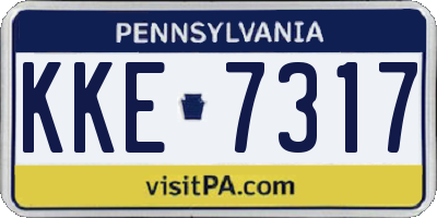 PA license plate KKE7317