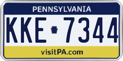 PA license plate KKE7344