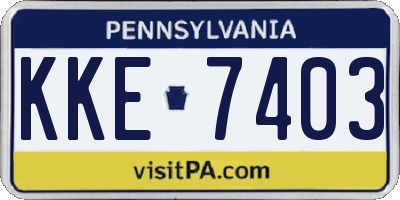 PA license plate KKE7403