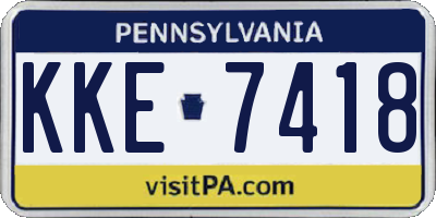 PA license plate KKE7418