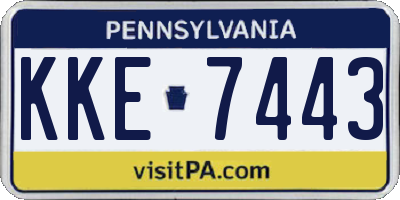 PA license plate KKE7443
