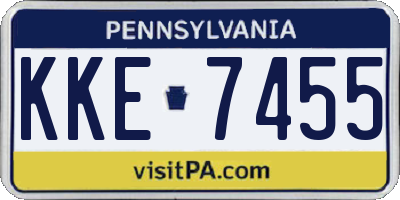 PA license plate KKE7455