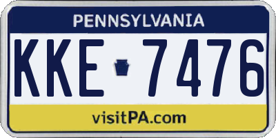 PA license plate KKE7476