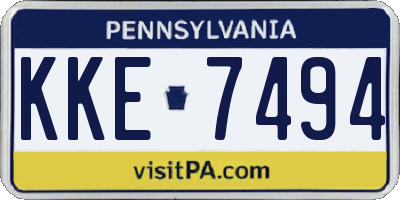PA license plate KKE7494