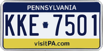 PA license plate KKE7501
