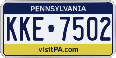 PA license plate KKE7502