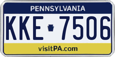 PA license plate KKE7506