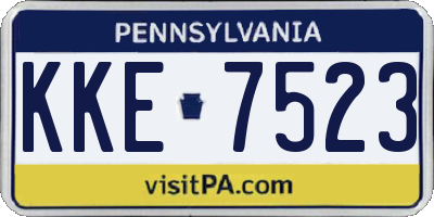 PA license plate KKE7523