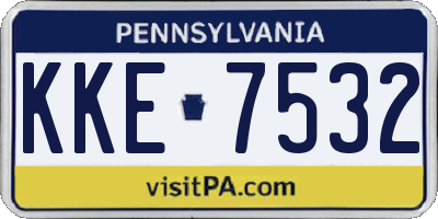 PA license plate KKE7532