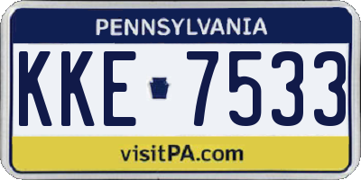 PA license plate KKE7533