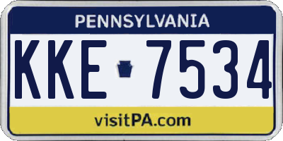 PA license plate KKE7534