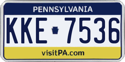 PA license plate KKE7536