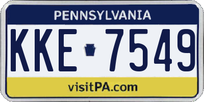PA license plate KKE7549