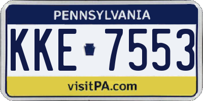 PA license plate KKE7553