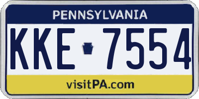 PA license plate KKE7554