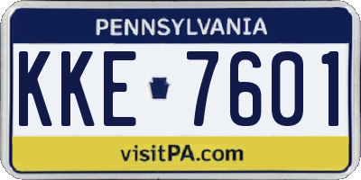 PA license plate KKE7601