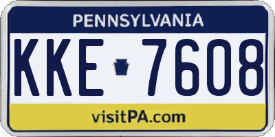 PA license plate KKE7608