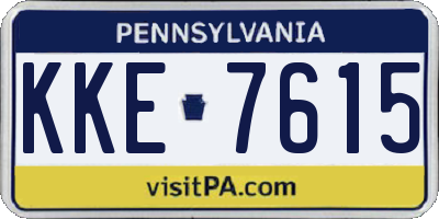 PA license plate KKE7615