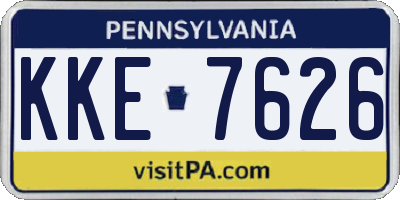 PA license plate KKE7626