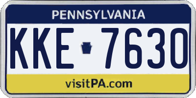 PA license plate KKE7630