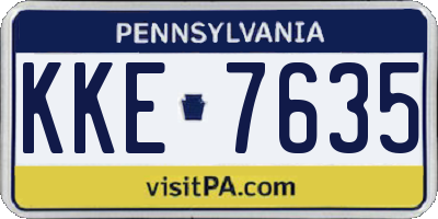 PA license plate KKE7635
