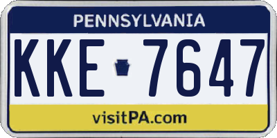 PA license plate KKE7647