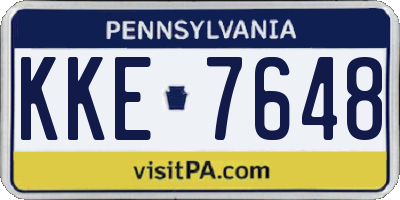 PA license plate KKE7648