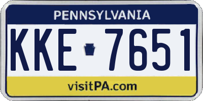 PA license plate KKE7651
