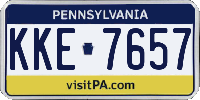 PA license plate KKE7657