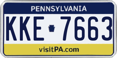 PA license plate KKE7663