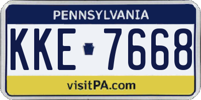 PA license plate KKE7668