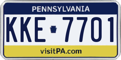PA license plate KKE7701