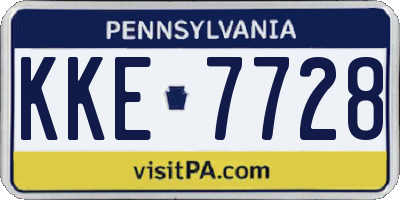 PA license plate KKE7728
