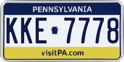 PA license plate KKE7778