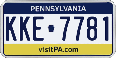 PA license plate KKE7781