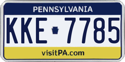 PA license plate KKE7785