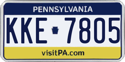 PA license plate KKE7805