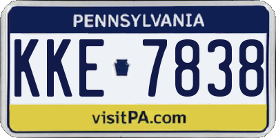 PA license plate KKE7838