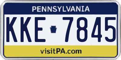 PA license plate KKE7845