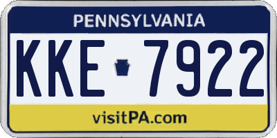 PA license plate KKE7922