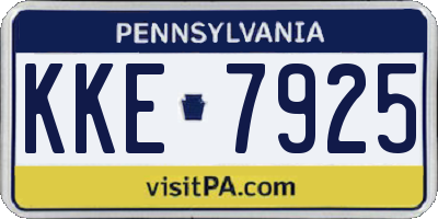 PA license plate KKE7925