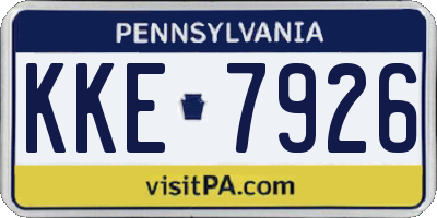 PA license plate KKE7926